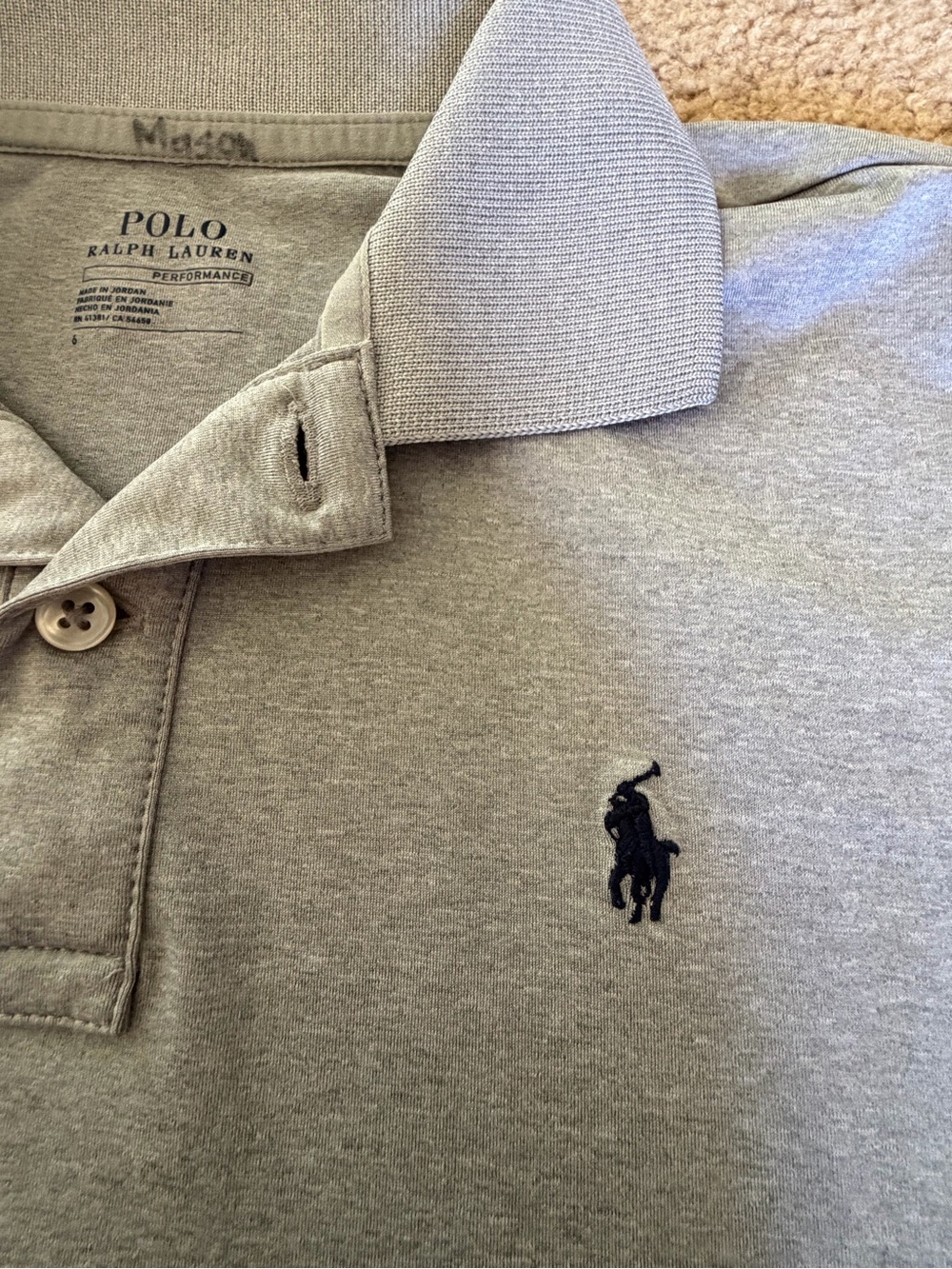 Polo by Ralph Lauren Grey Polo Shirt with Navy Pony - Picture 4 of 4